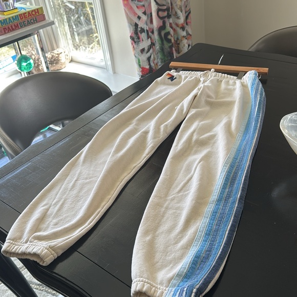Aviator Nation  vintage white/ blue 5 stripe sweatpants SMALL - Picture 2 of 5